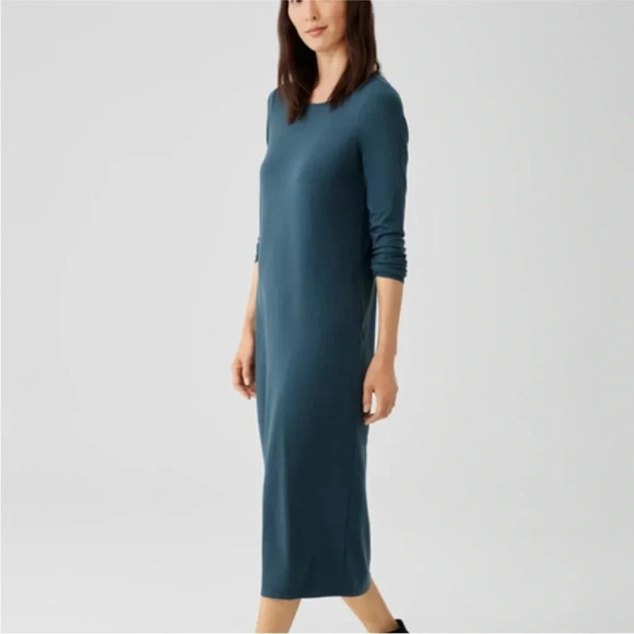 Eileen Fisher Jewel Neck Slim Dress Small New - Picture 1 of 6
